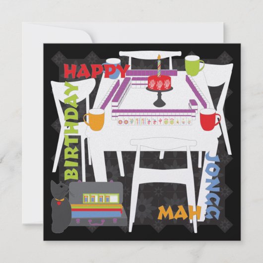 Mah Jongg Tiles und Table Flat Card Einladung (Vorderseite)