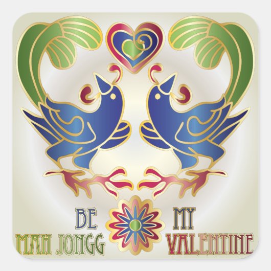 Mah Jongg Valentine Be My MJ Valentine Quadratischer Aufkleber (Vorderseite)