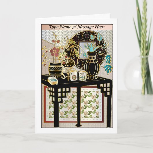 Mah Jongg Vases 01 Anpassbare Karte (Vorderseite)