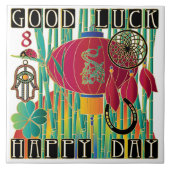 Mah Jongg Viel Glück Happy Day Fliese (Vorderseite)