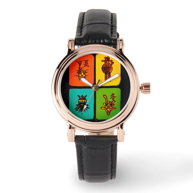 Mah Jongg Vintag Tiles Watch Armbanduhr (Vorderseite)