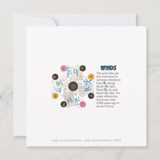 Mah Jongg Winds Flat Card Mitteilungskarte (Rückseite)