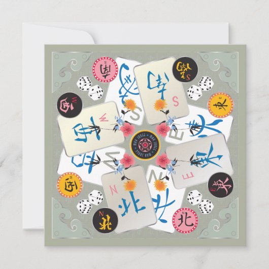 Mah Jongg Winds Flat Card Mitteilungskarte (Vorderseite)