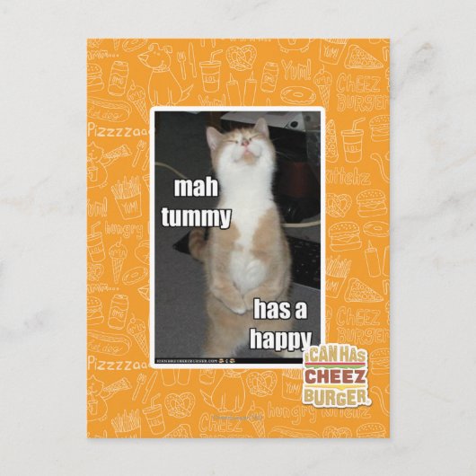 Mah Tummy hat glücklich Postkarte (Vorderseite)