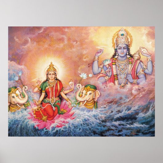 Maha Vishnu und Lakshmi Poster (Vorne)