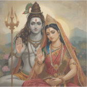 Mahadev & Mata Parvati Painting Arts Aufkleber (Vorderseite)