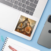 Mahadev und Mata Parvati Malerei Kunst Aufkleber (Laptop mit iPhone)