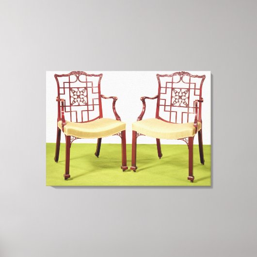 Mahagoniholz aus Chippendale Leinwanddruck (Vorderseite)