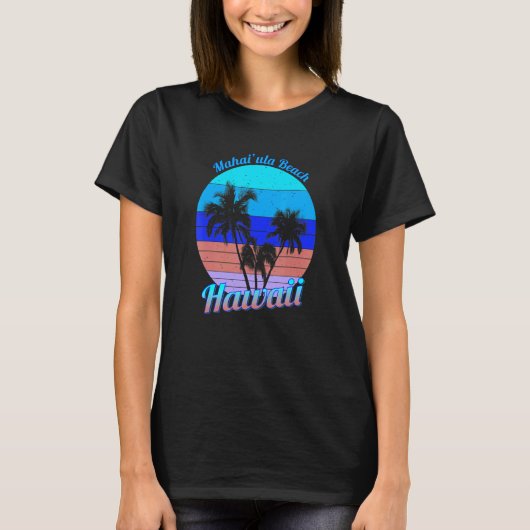 Mahai'ula Beach Hawaii Retro Tropical Palm Trees V T-Shirt (Vorderseite)