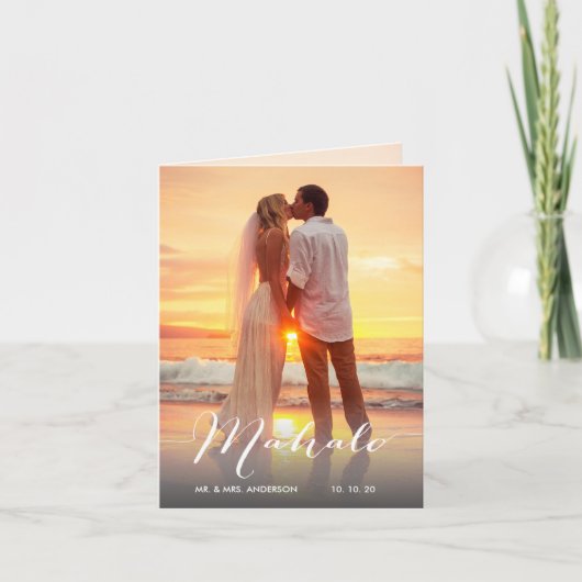 Mahalo 2 Foto-Hochzeit danken Ihnen Dankeskarte (Vorderseite)