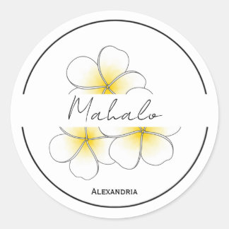 Mahalo danke Ihnen Plumeria Aufkleber anpassbar