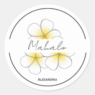 Mahalo danke Ihnen Plumeria Aufkleber anpassbar