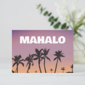 Mahalo Hawaii Sunset Palm Tree Gradient Postcard Dankeskarte (Stehend Vorderseite)