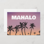Mahalo Hawaii Sunset Palm Tree Gradient Postcard Dankeskarte (Vorne/Hinten)