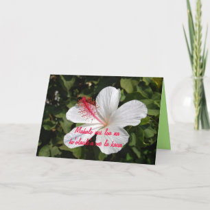 Mahalo Hawaiian White Hibiscus Feier Dankeskarte