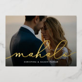 Mahalo | Hochzeitsfoil Foto Dankeschön Karte (Vorderseite)