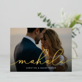 Mahalo | Hochzeitsfoil Foto Dankeschön Karte (Stehend vorne)