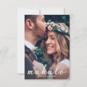 Mahalo Modern Elegante Wedding Danke Foto Card (Vorderseite)