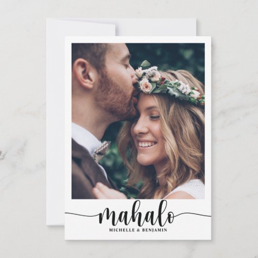 Mahalo Modern Elegante Wedding Danke Foto Card (Vorderseite)