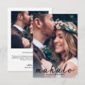 Mahalo Modern Elegante Wedding Danke Foto Card (Vorne/Hinten)