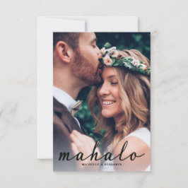 Mahalo Modern Elegante Wedding Danke Foto Card