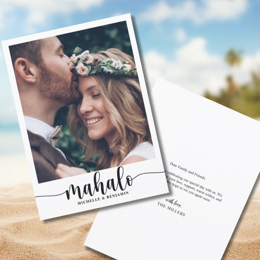 Mahalo Modern Elegante Wedding Danke Foto Card