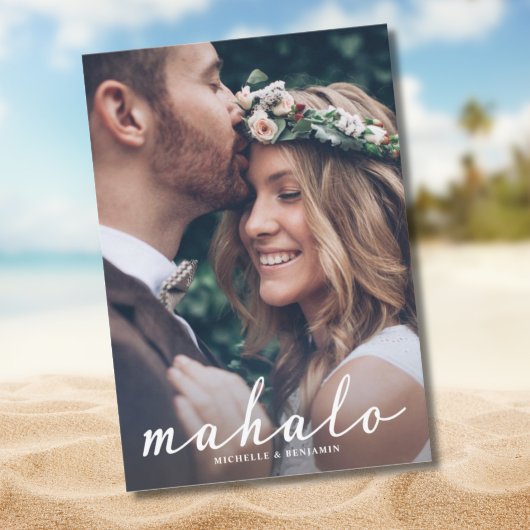 Mahalo Modern Elegante Wedding Danke Foto Card