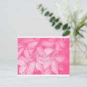 Mahalo Pink Plumeria Card Postkarte (Stehend Vorderseite)