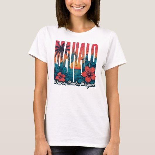 MAHALO Sunset Typografie - Küstenkül Kunst T-Shirt (Vorderseite)