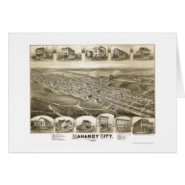 Mahanoy Stadt, panoramische Karte PAs - 1889 (Vorderseite (Horizontal))