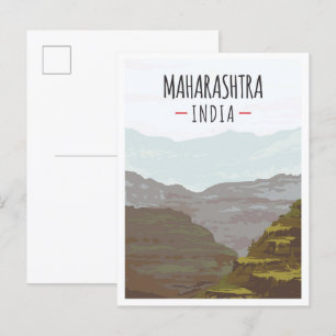 Maharashtra India Art Vintage Travel Illustration Postkarte