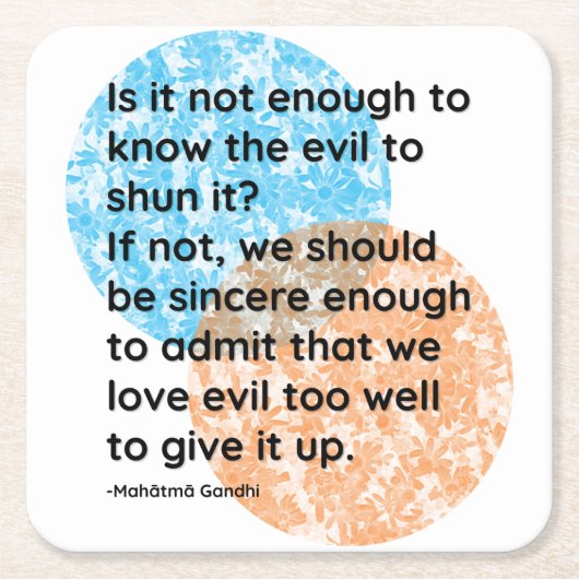 Mahatma Gandhi gibt die Zitate auf Rechteckiger Pappuntersetzer (Vorderseite)