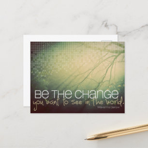 Mahatma Gandhi Inspiration Zitat "Be the change" Postkarte
