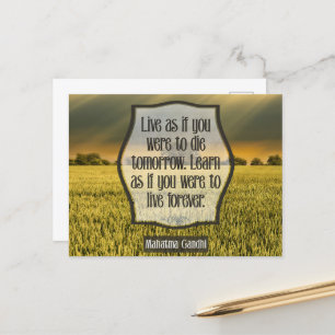 Mahatma Gandhi Inspiration Zitat "Live" Postkarte