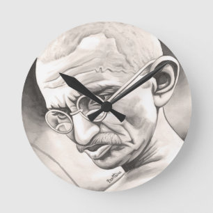 Mahatma Gandhi Runde Wanduhr