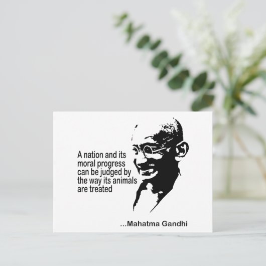 Mahatma Gandhi - Tierrechte Postkarte (Stehend Vorderseite)