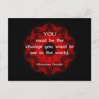 Mahatma Gandhi Wisdom Sprichwort über Maßnahmen Postkarte