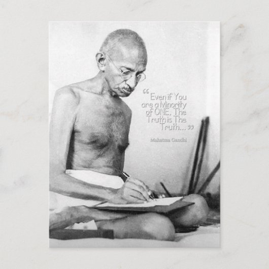 Mahatma Gandhi Zitat, Minderheit von Eins, Wahrhei Postkarte (Vorderseite)