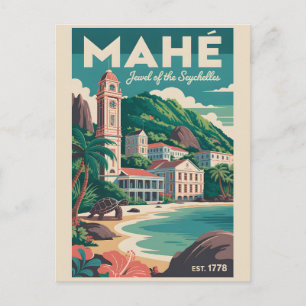 Mahé Seychellen Retro-Reiseposter-Kunst Feiertagspostkarte