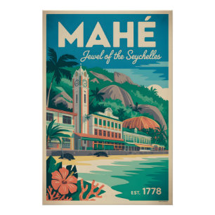 Mahé Seychellen Retro-Reiseposter-Kunst Poster