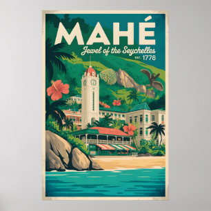 Mahé Seychellen Retro-Reiseposter-Kunst Poster