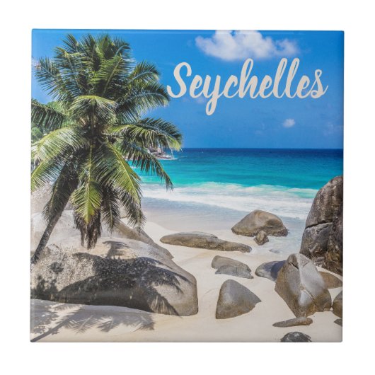 Mahe Seychelles Carana Beach Geschenk Fliese (Vorderseite)