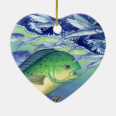 Mahi Mahi (Delphin-Fisch) fliegenden Fisch jagend Keramikornament (Hinten)