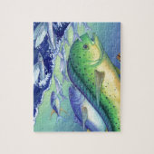 Mahi Mahi (Delphin-Fisch) fliegenden Fisch jagend Puzzle (Vertikal)
