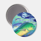Mahi Mahi (Dolphin Fish) jagt fliegenden Fisch Magnet (Vorderseite/Rückseite)