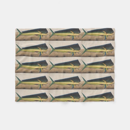 Mahi-Mahi Fischgrafik Fleecedecke (Vorderseite (Horizontal))