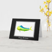 Mahi-Mahi-Fischlogo Karte (Gelbe Blume)