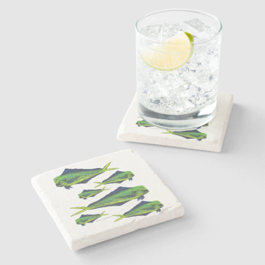 Mahi-mahi Steinuntersetzer (Seitenansicht)