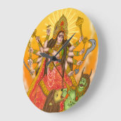 Mahishasur Mardini Durga Clock Große Wanduhr (Winkel)