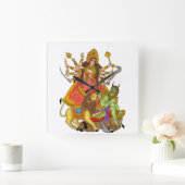 Mahishasur Mardini Durga Clock Quadratische Wanduhr (Zuhause)